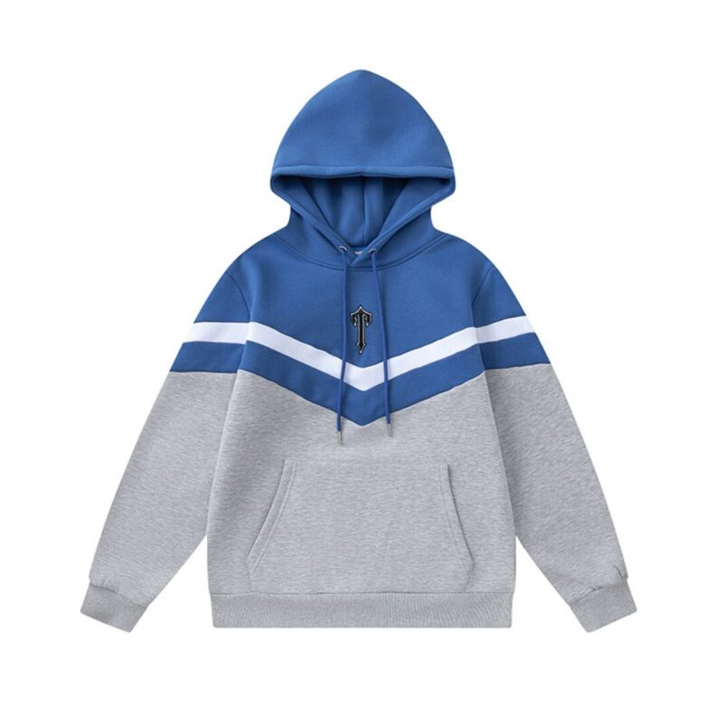 V-Stripe Hooded Blue Tracksuit - Image 3
